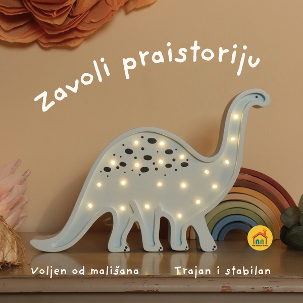 Drvena LED lampa Dinosaurus Plava