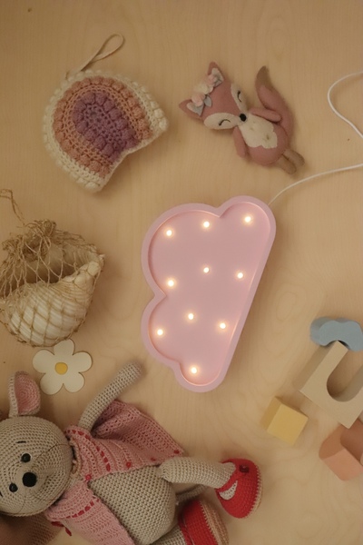 RASPRODATO - Mini Oblak drvena LED noćna lampa roze