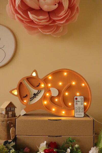 Maca drvena LED noćna lampa Narandžasta