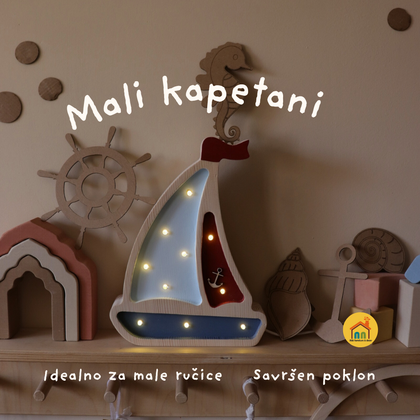 Wooden LED lamp Mini Sailboat