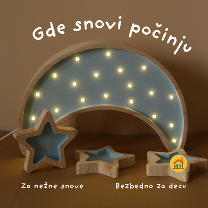 Mesec drvena LED noćna lampa