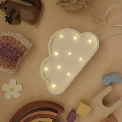 Mini Oblak drvena LED noćna lampa Bela