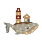 Wooden LED lamp Whale