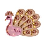 Paun drvena LED noćna lampa roze
