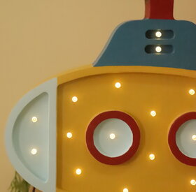 Drvena LED lampa Podmornica Žuta