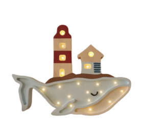 Wooden LED lamp Whale