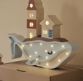 Wooden LED lamp Whale