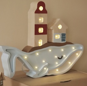 Wooden LED lamp Whale