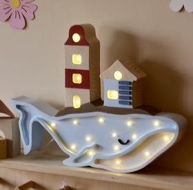 Wooden LED lamp Whale