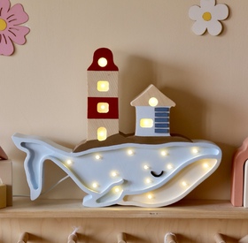 Wooden LED lamp Whale