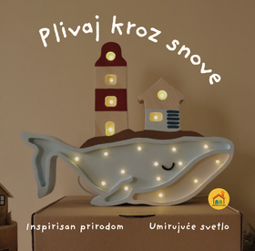 Wooden LED lamp Whale