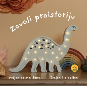 Drvena LED lampa Dinosaurus Plava