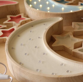 Wooden LED lamp Moon