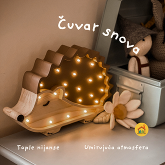 Wooden LED lamp Hedgehog
