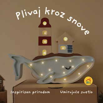 Wooden LED lamp Whale