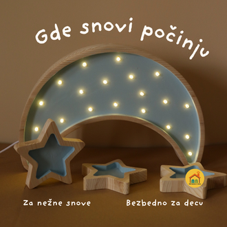 Wooden LED lamp Moon