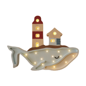Wooden LED lamp Whale