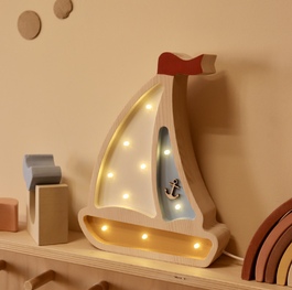Wooden LED lamp Mini Sailboat