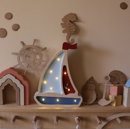 Wooden LED lamp Mini Sailboat